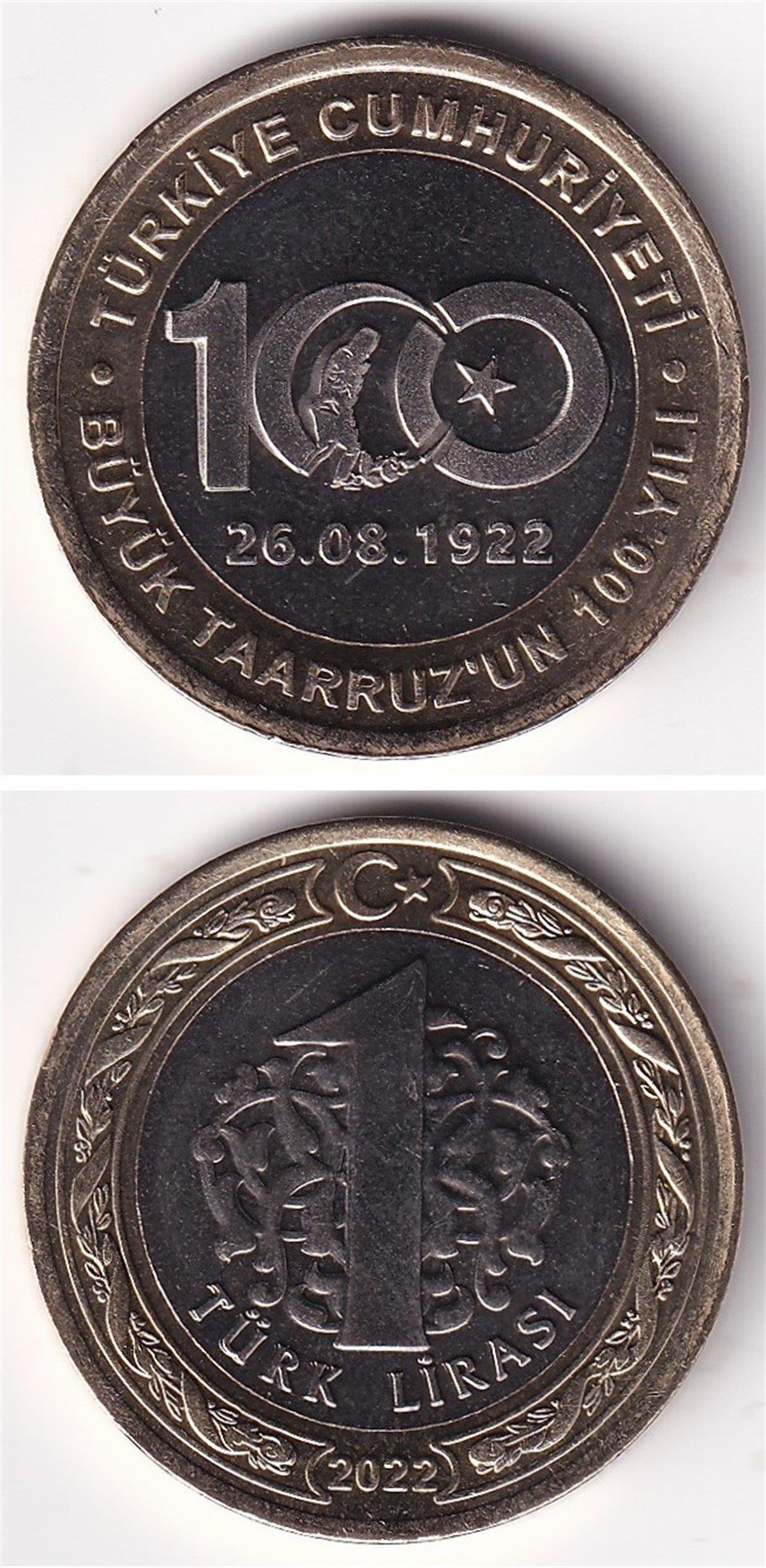 2005 ve Sonrası Dönem Madeni Paraları26.08.1922 Büyük Taarruz'un 100. Yılı Hatıra Parası