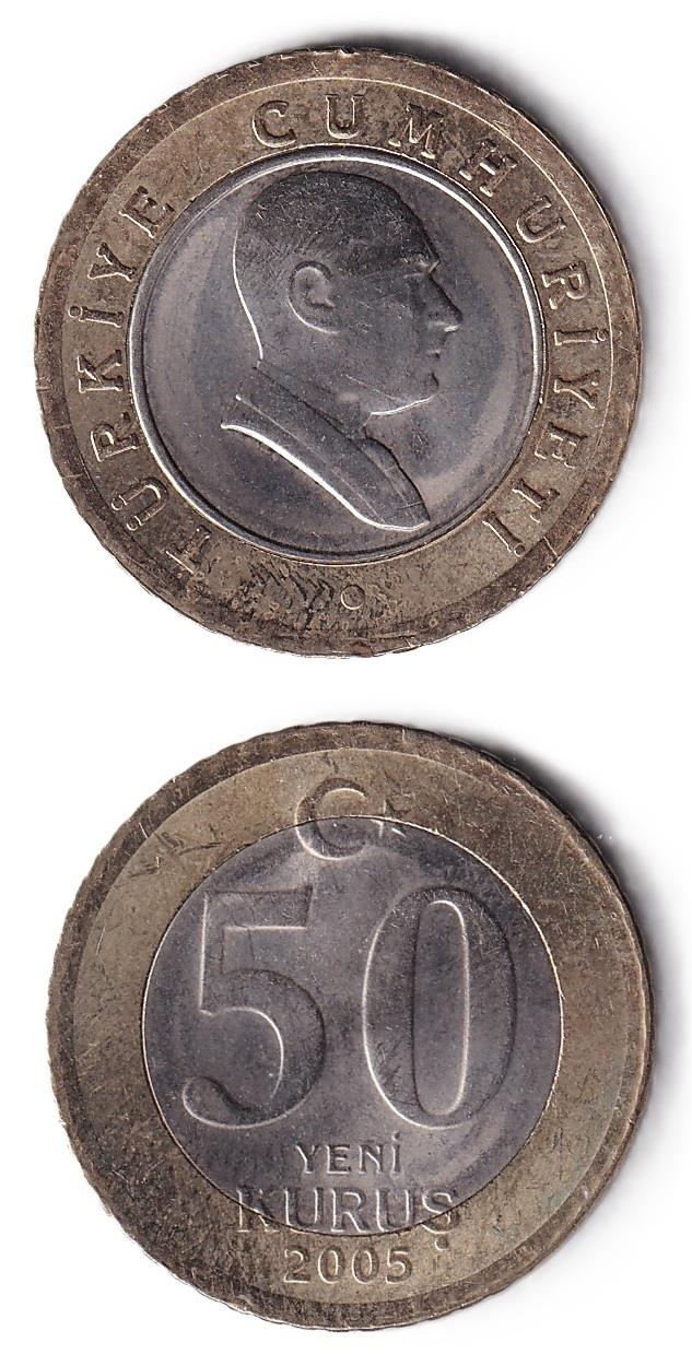 2005 ve Sonrası Dönem Madeni Paraları50 Yeni Kuruş (2005) ÇİL Eski Madeni Para
