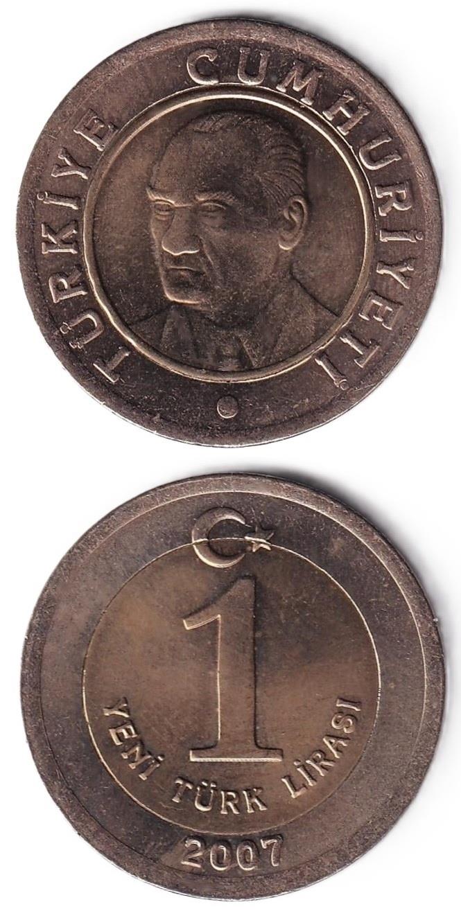 2005 ve Sonrası Dönem Madeni ParalarıTürkiye, 1 Yeni Türk Lirası (2007) ÇİL Eski Madeni Para
