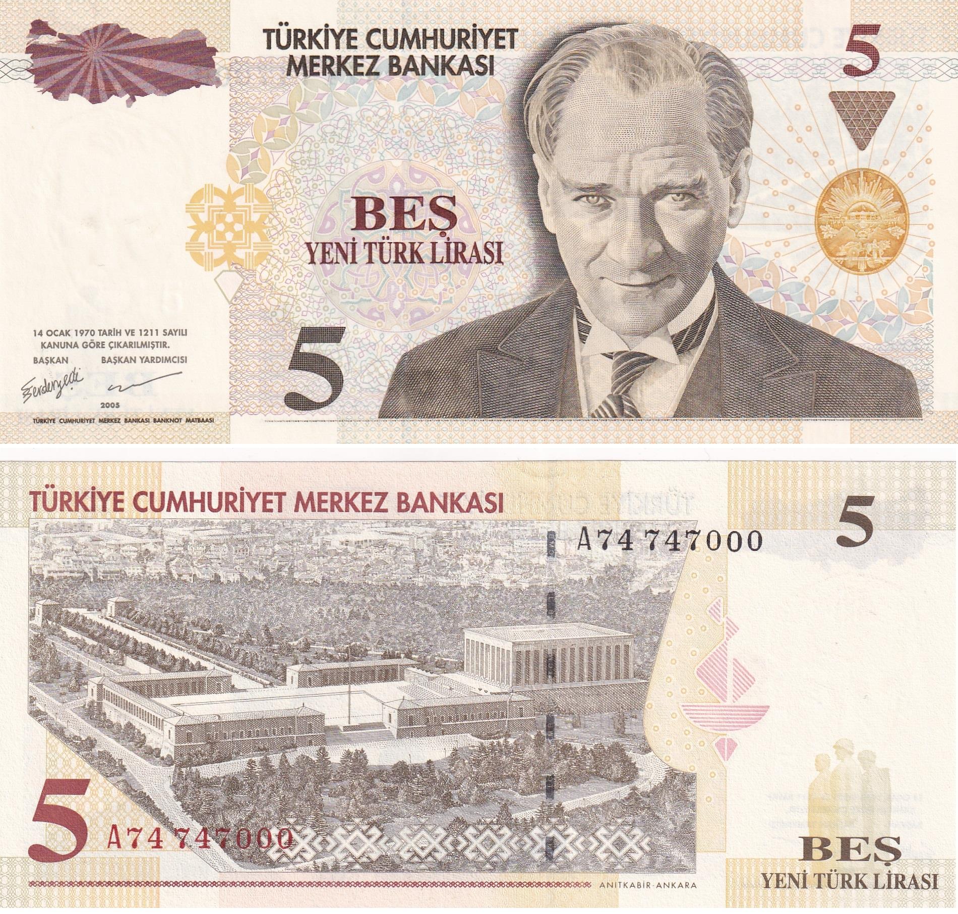 8. Emisyon8. Emisyon 5 Yeni Türk Lirası (YTL) ÇİL