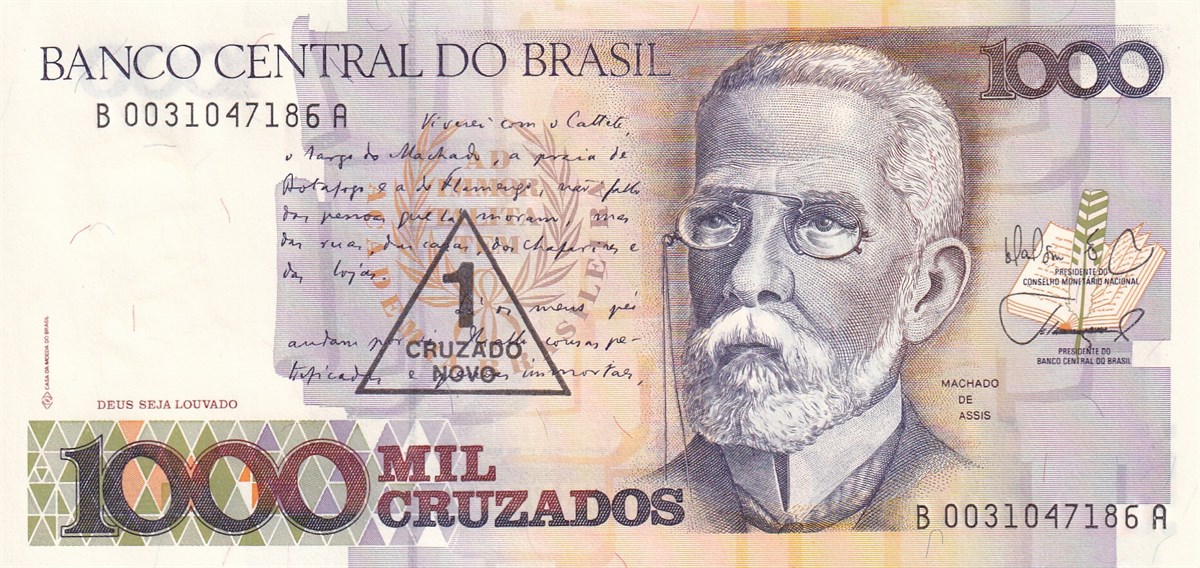 Brezilya - 1000 Cruzados üzeri 1 Cruzado Novo sürşarj (1989) B838b / P216b
