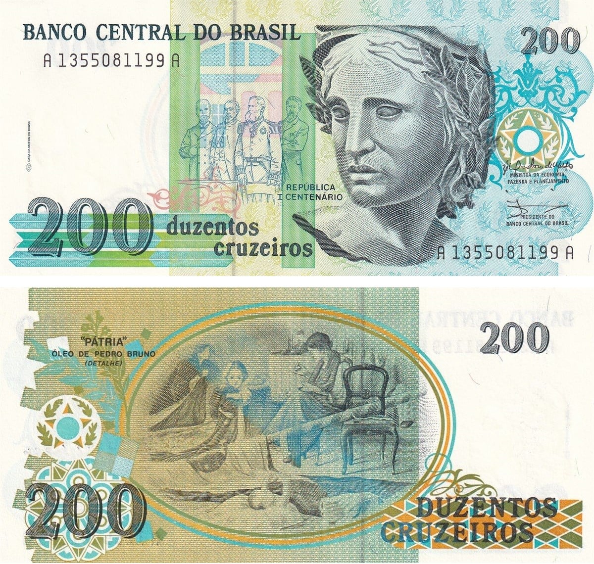 Brazil - 200 Cruzeiros (1990) B851a / P229