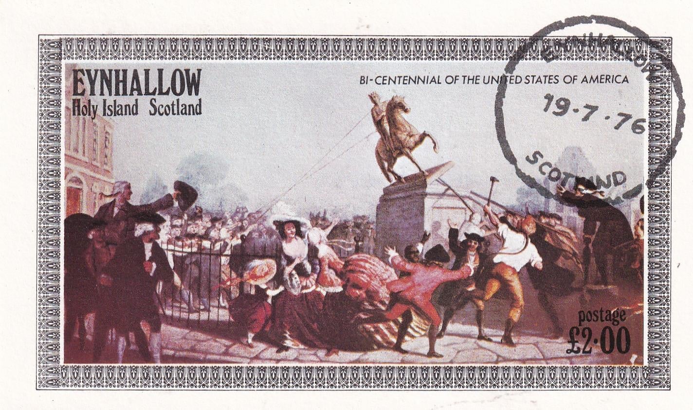 Stamped All Series Stamp CollectionsEynhallow Adası İskoçya, Amerika Birleşik Devletleri'nin İki Yüzüncü Yılı, Dantelsiz Blok Pul