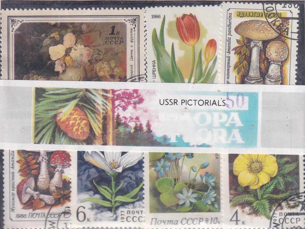 Stamped All Series Stamp CollectionsSovyetler Birliği, Flora Temalı 50 Çeşit Damgalı Pul Koleksiyonu