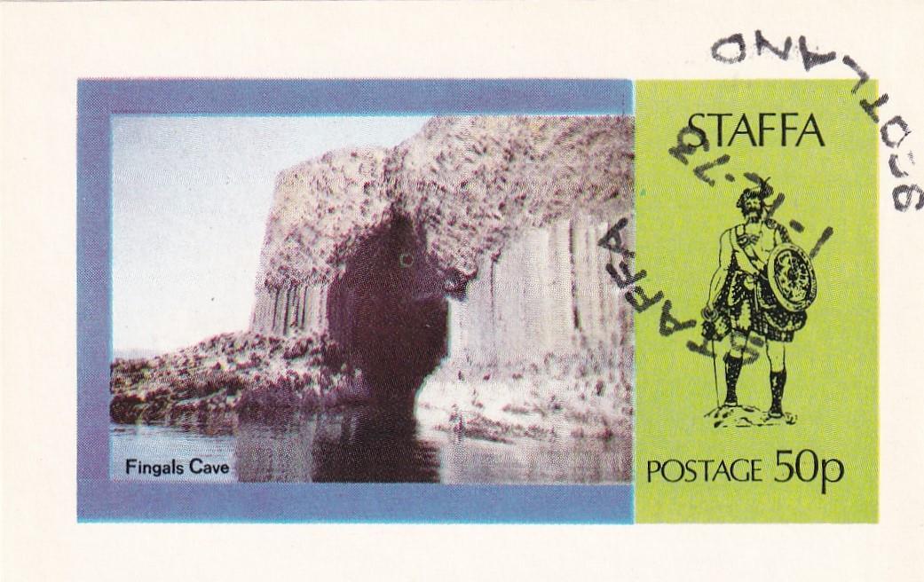 Stamped All Series Stamp CollectionsStaffa Adası İskoçya, 1973 Fingal Mağarası, Dantelsiz Blok Pul CTO