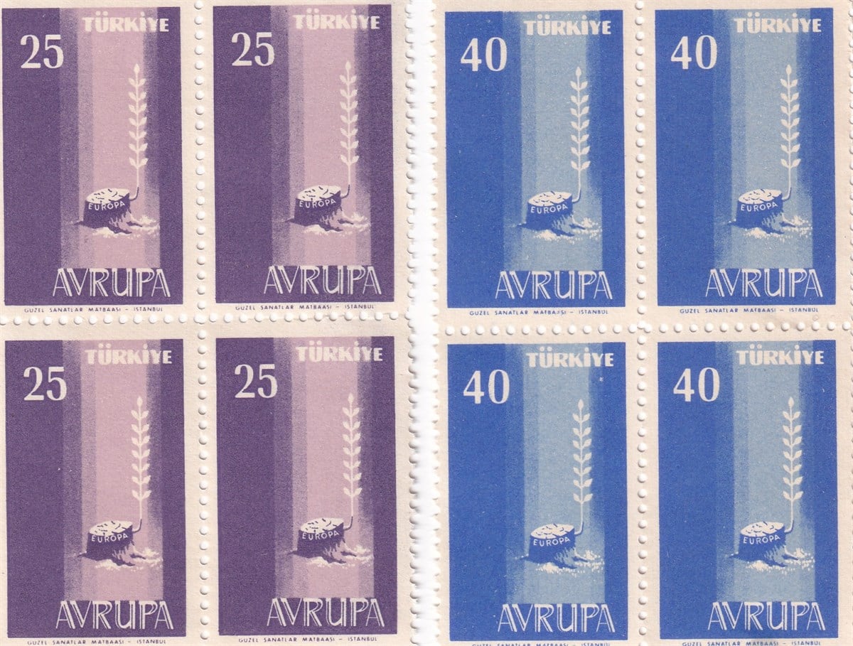Untagged All Series Stamp Collections1958 Türk Pulu - Avrupa Dörtlü Blok Pul