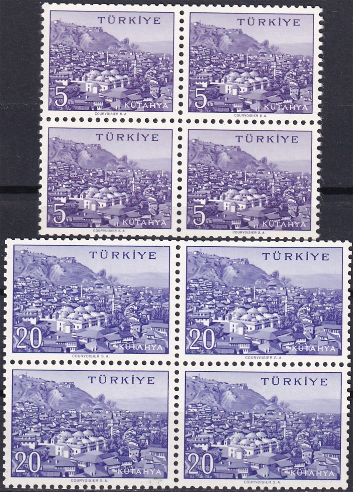 Untagged All Series Stamp Collections1958/1960 Memleket Serisi Şehir Pulu: Kütahya Dörtlü Blok Pul