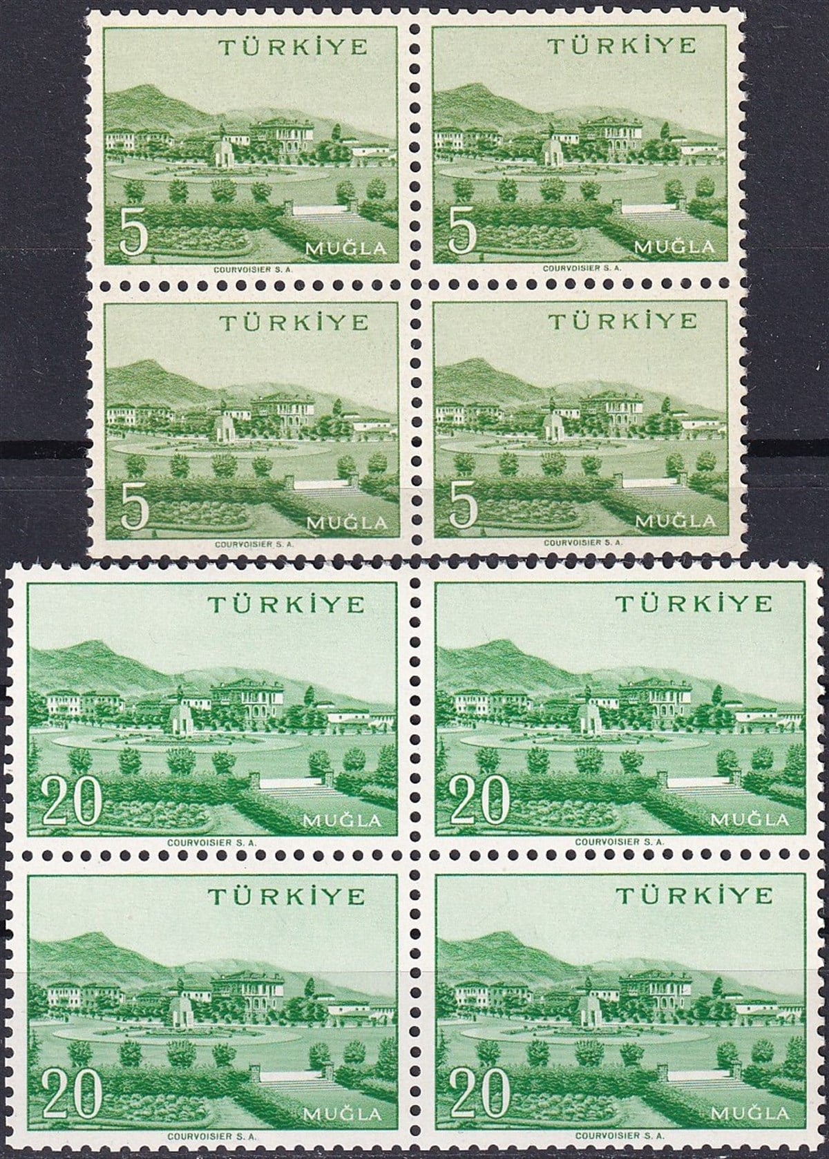 Untagged All Series Stamp Collections1958/1960 Memleket Serisi Şehir Pulu: Muğla Dörtlü Blok Pul