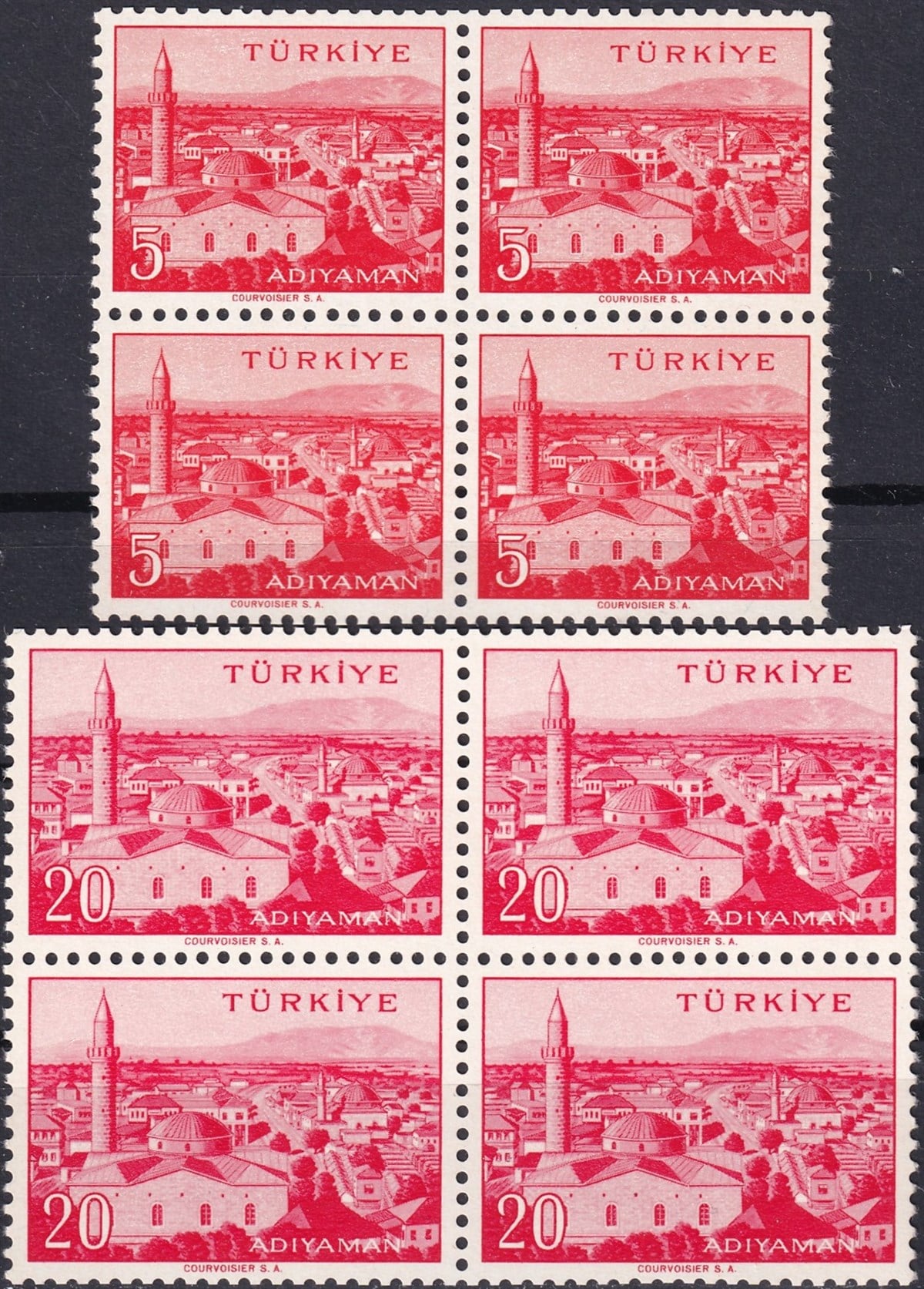 Untagged All Series Stamp Collections1958/1960 Memleket Serisi Şehir Pulu: Adıyaman Dörtlü Blok Pul