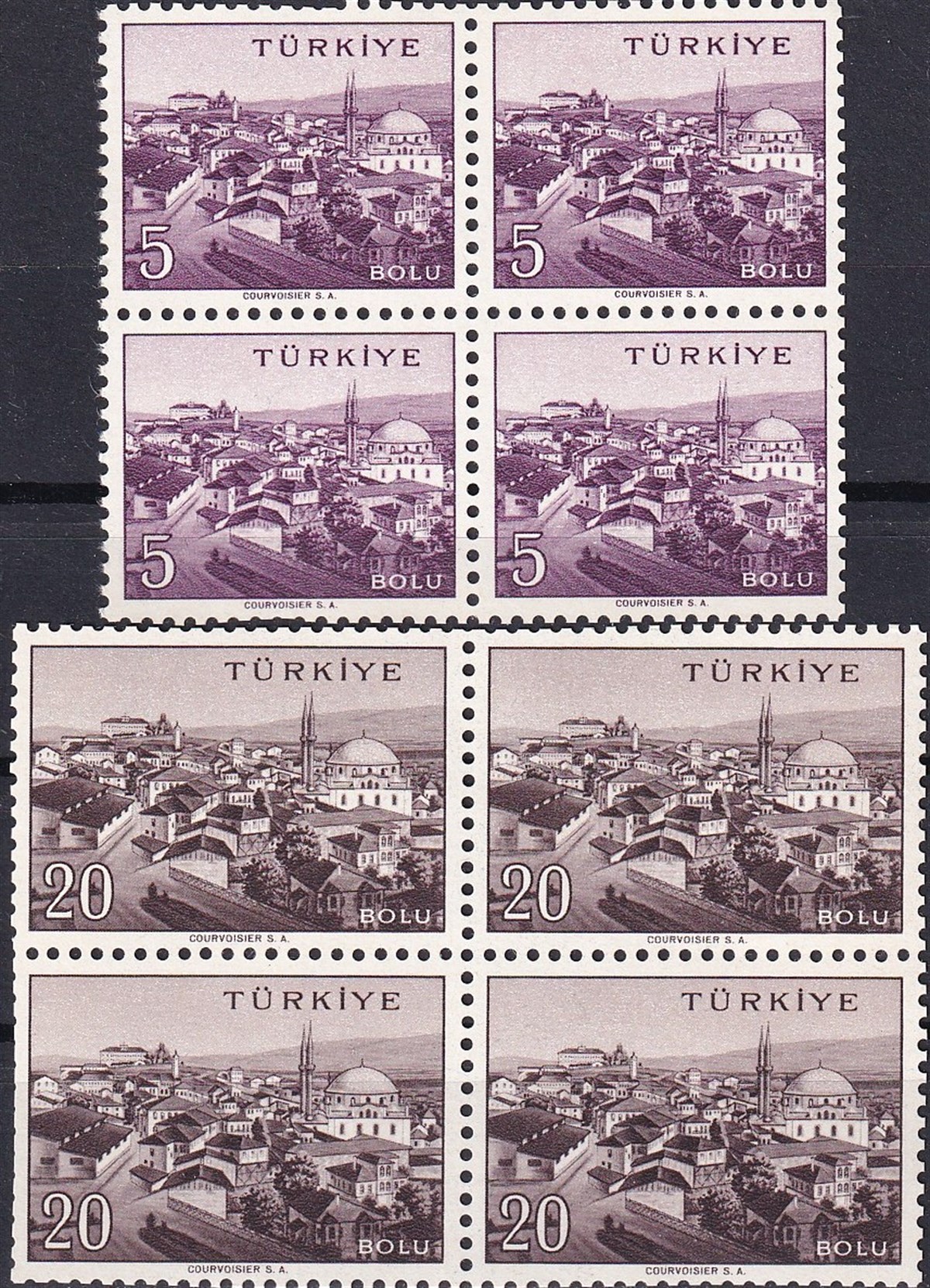 Untagged All Series Stamp Collections1958/1960 Memleket Serisi Şehir Pulu: Bolu Dörtlü Blok Pul