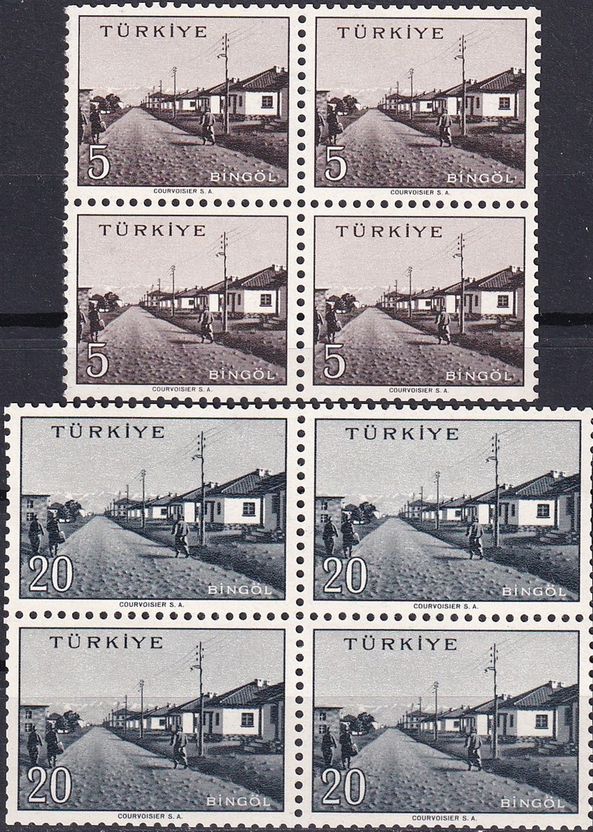 Untagged All Series Stamp Collections1958/1960 Memleket Serisi Şehir Pulu: Bingöl Dörtlü Blok Pul