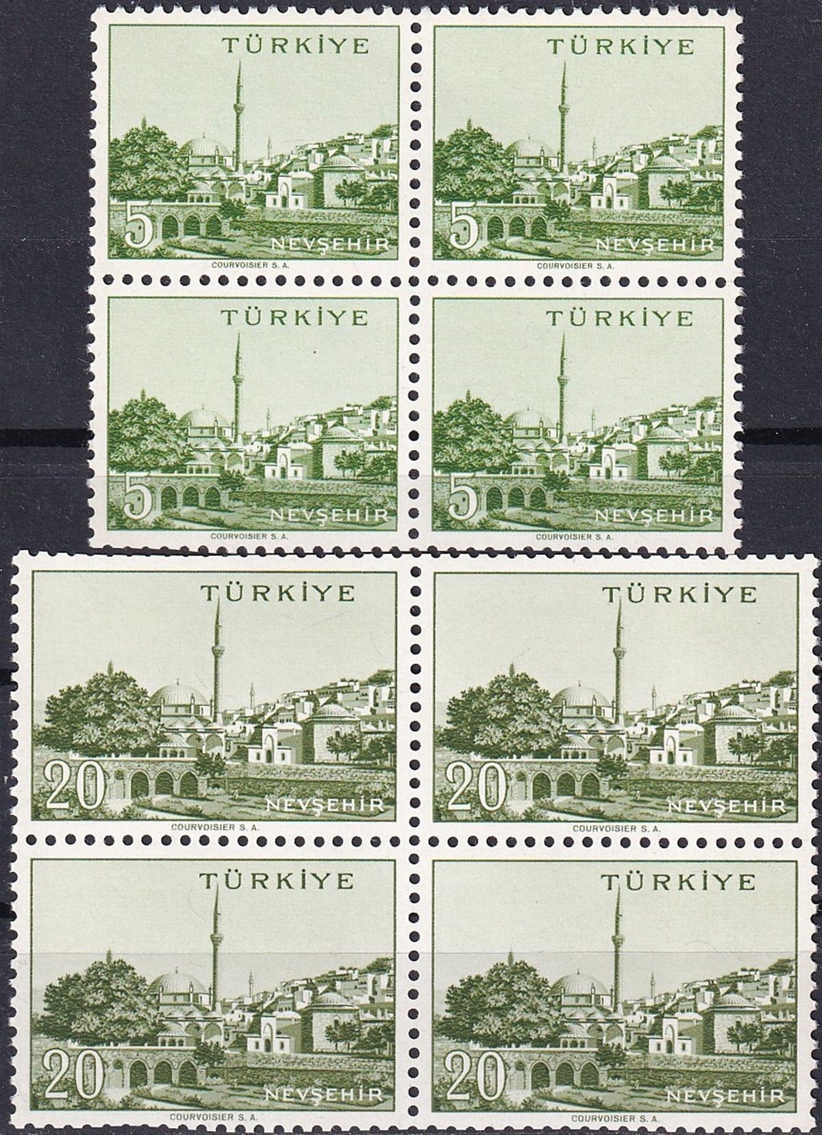 Untagged All Series Stamp Collections1958/1960 Memleket Serisi Şehir Pulu: Nevşehir Dörtlü Blok Pul