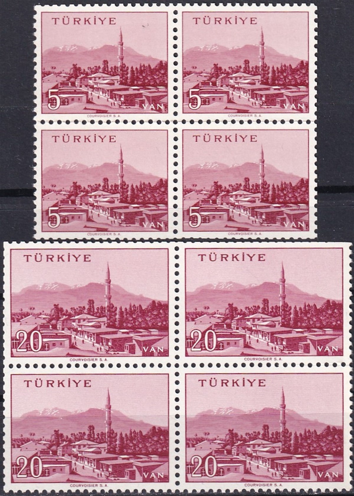 Untagged All Series Stamp Collections1958/1960 Memleket Serisi Şehir Pulu: Van Dörtlü Blok Pul