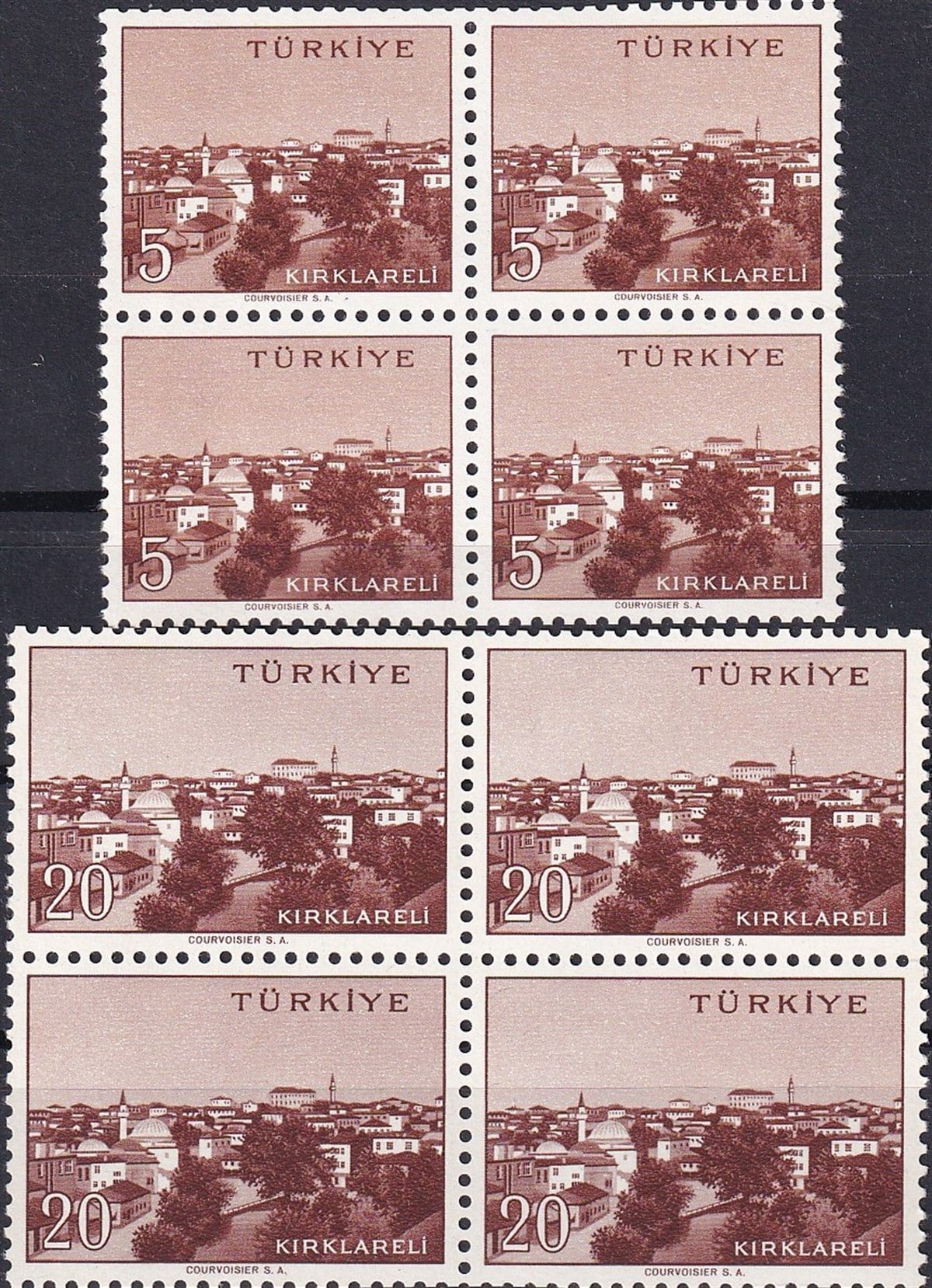 Untagged All Series Stamp Collections1958/1960 Memleket Serisi Şehir Pulu: Kırklareli Dörtlü Blok Pul