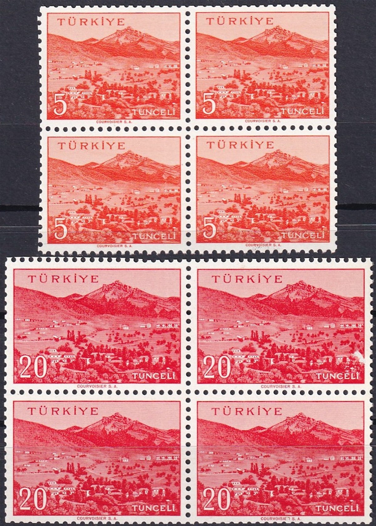 Untagged All Series Stamp Collections1958/1960 Memleket Serisi Şehir Pulu: Tunceli Dörtlü Blok Pul