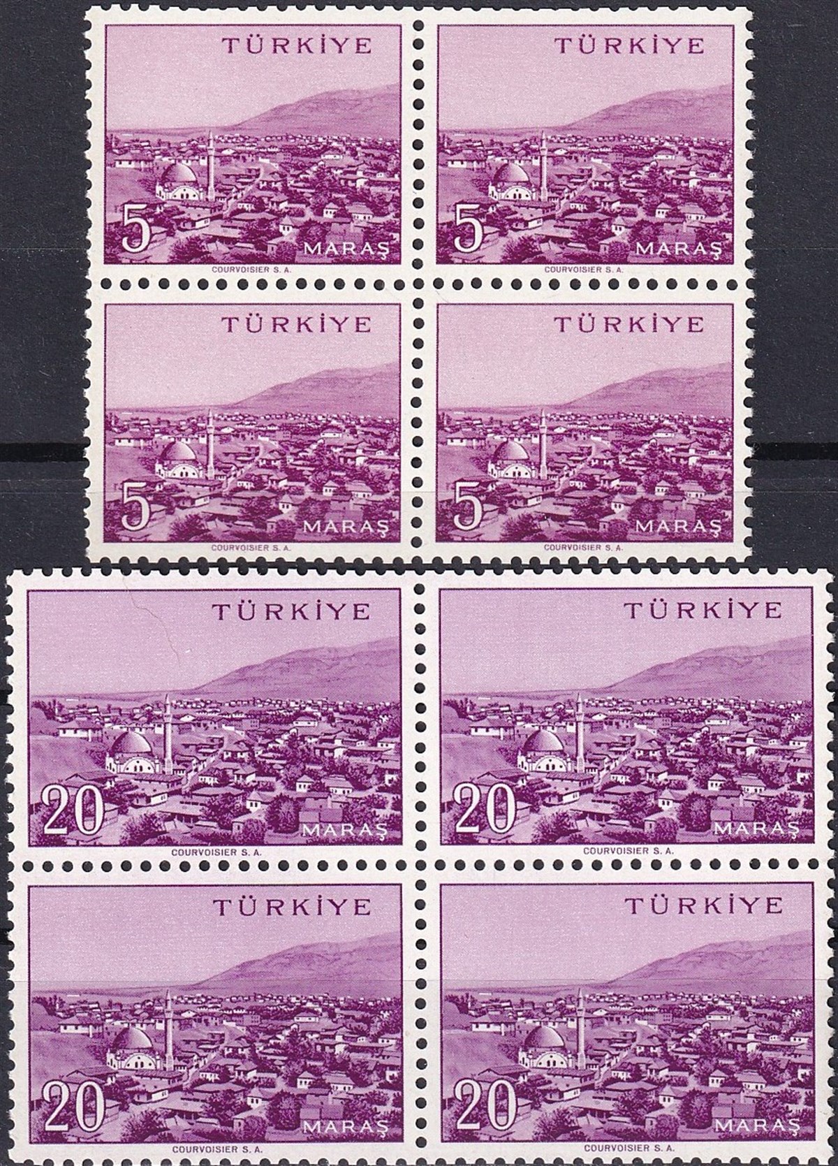 Untagged All Series Stamp Collections1958/1960 Memleket Serisi Şehir Pulu: Maraş Dörtlü Blok Pul