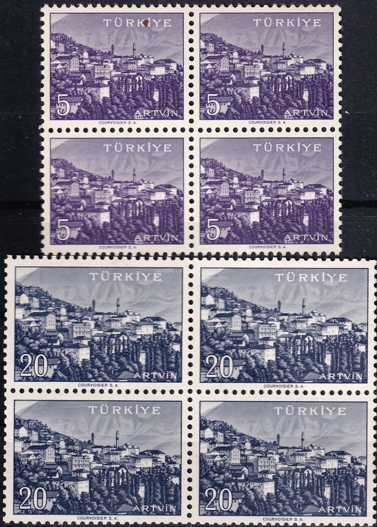 Untagged All Series Stamp Collections1958/1960 Memleket Serisi Şehir Pulu: Artvin Dörtlü Blok Pul