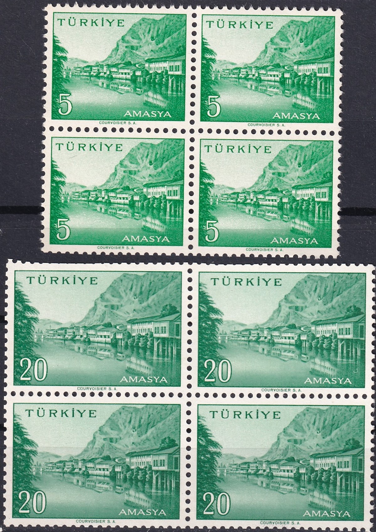 Untagged All Series Stamp Collections1958/1960 Memleket Serisi Şehir Pulu: Amasya Dörtlü Blok Pul