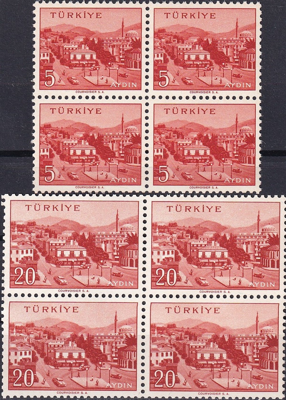 Untagged All Series Stamp Collections1958/1960 Memleket Serisi Şehir Pulu: Aydın Dörtlü Blok Pul