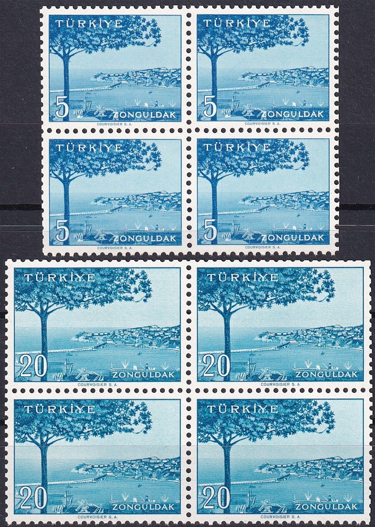 Untagged All Series Stamp Collections1958/1960 Memleket Serisi Şehir Pulu: Zonguldak Dörtlü Blok Pul