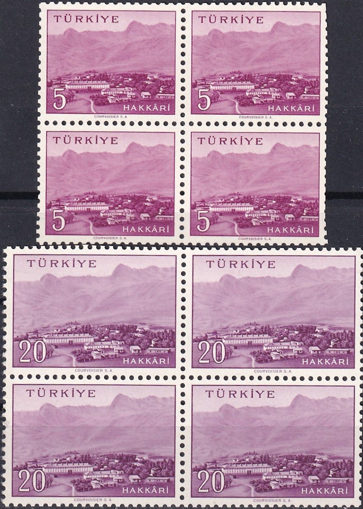 Untagged All Series Stamp Collections1958/1960 Memleket Serisi Şehir Pulu: Hakkari Dörtlü Blok Pul