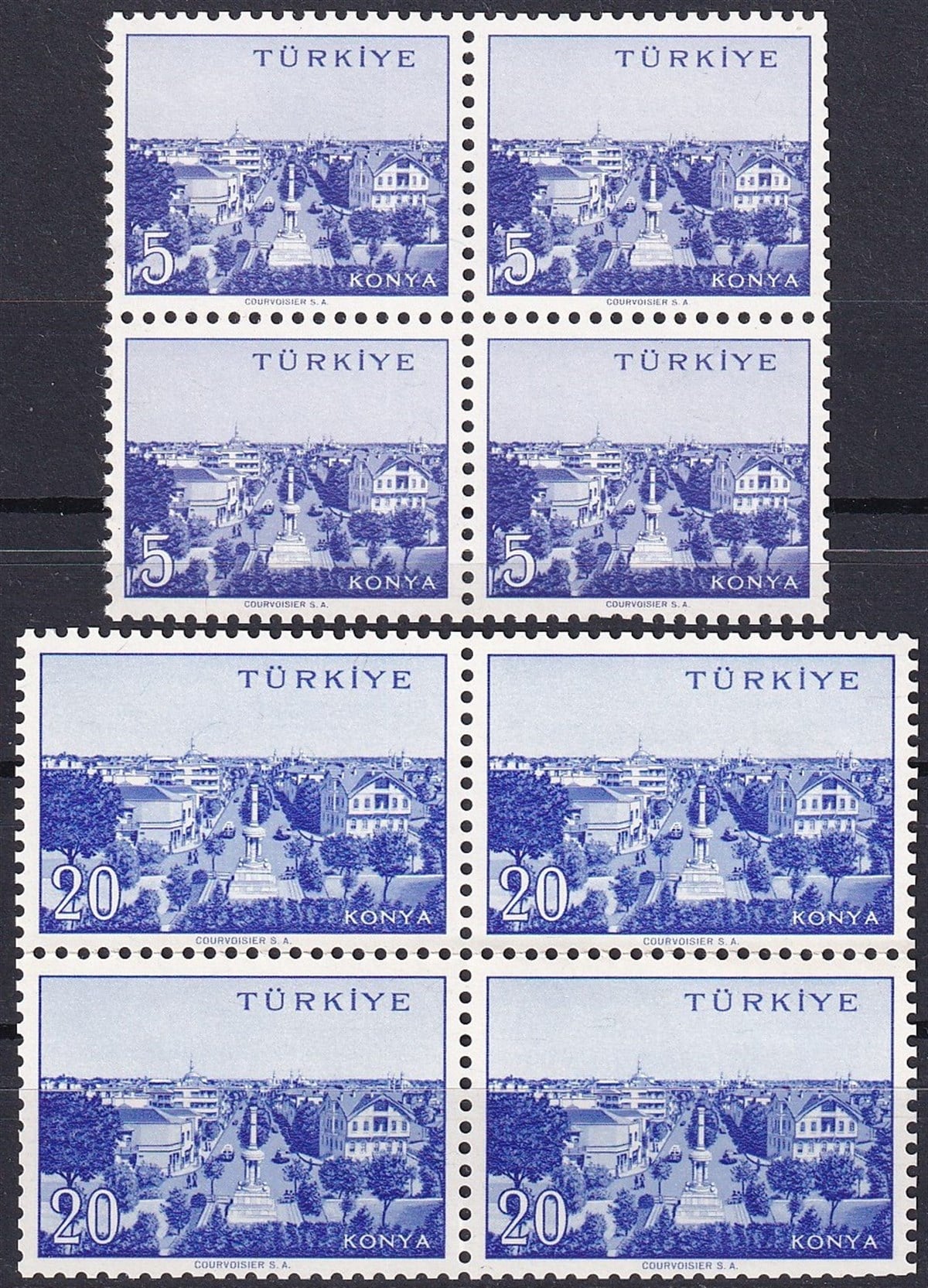 Untagged All Series Stamp Collections1958/1960 Memleket Serisi Şehir Pulu: Konya Dörtlü Blok Pul