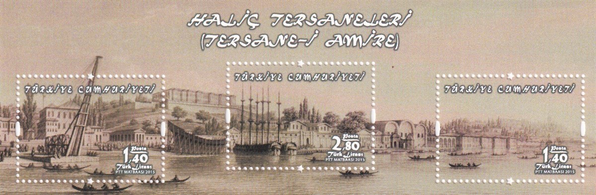 Damgasız Tüm Seri Pul Koleksiyonu2015, Haliç Tersaneleri (Tersane-i Amire) Blok Dantelli Pul