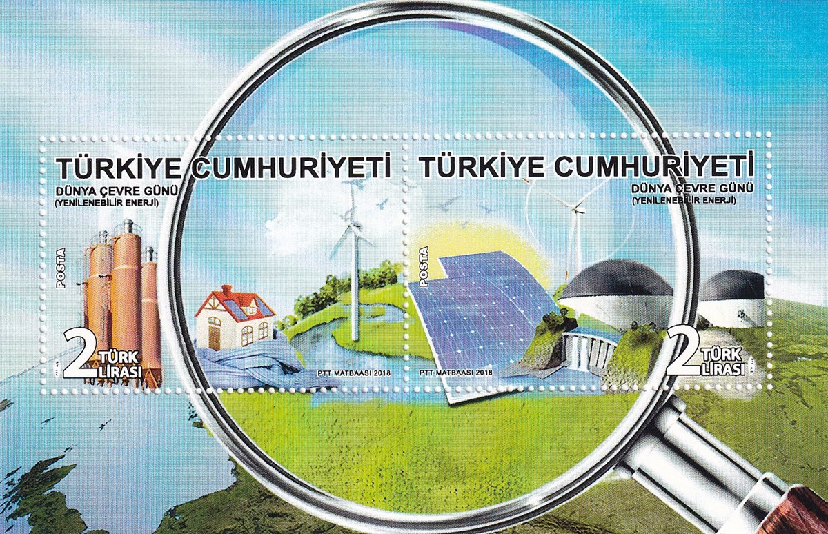 Untagged All Series Stamp Collections2018, Dünya Çevre Günü (Yenilenebilir Enerji) Dantelli Blok Pul