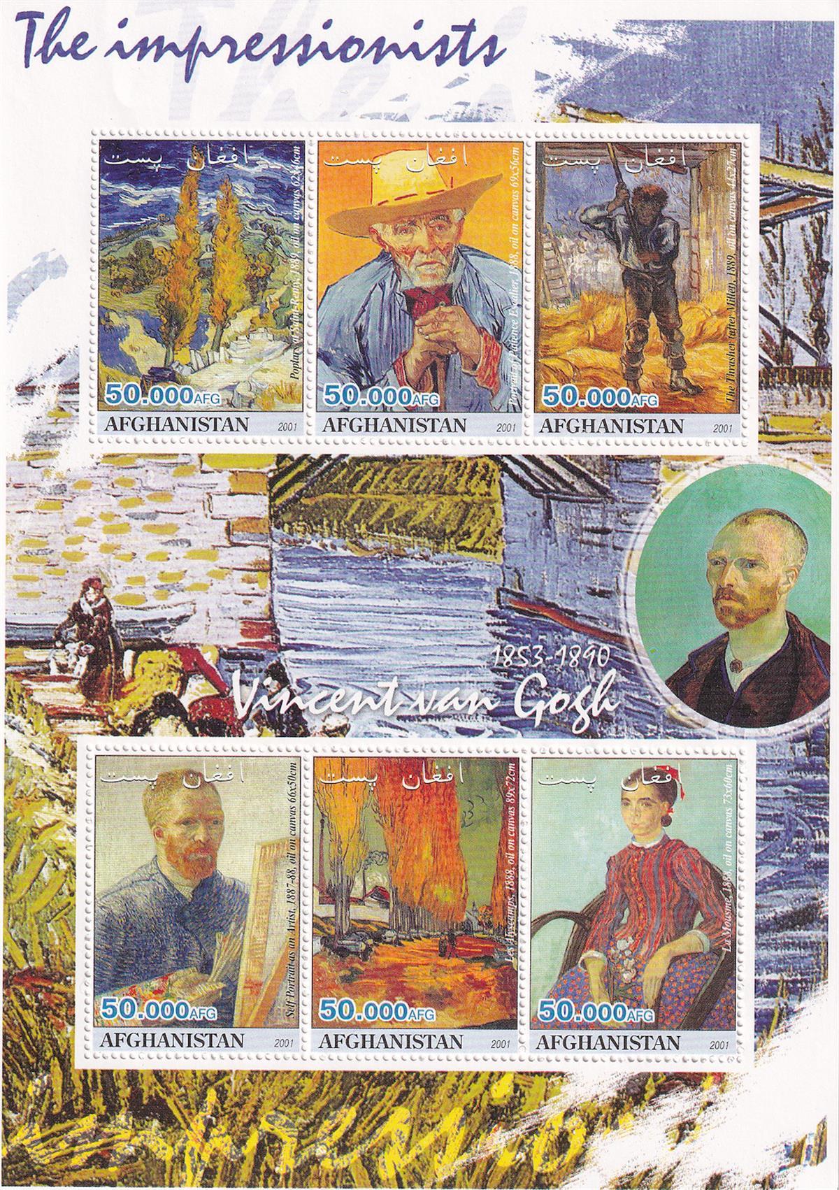 Untagged All Series Stamp CollectionsAfganistan, Vincent van Gogh Dantelli Blok Pul