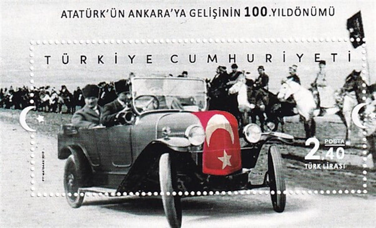 Damgasız Tüm Seri Pul KoleksiyonuAtatürk'ün Ankara'ya Gelişinin 100. Yıldönümüı Dantelli Blok Pul 2019