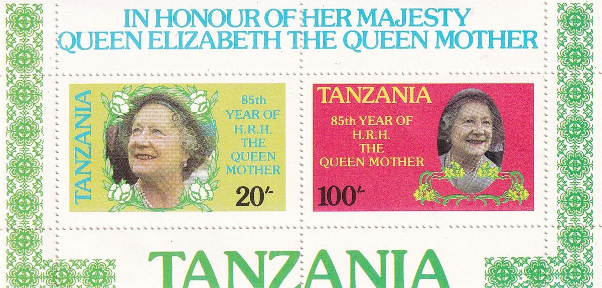 Untagged All Series Stamp CollectionsTanzanya, Kraliçe Elizabeth 85. Doğum Günü Dantelli Blok Pul