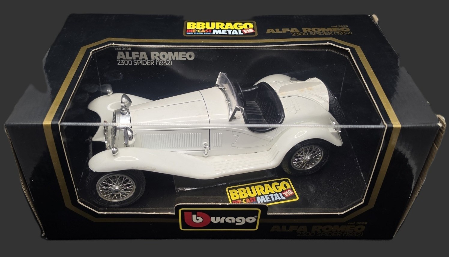 DiecastBburago 1:18 Alfa Romeo 2300 Spider (1932) - Kutulu (Cod. 3008 Made in Italy)
