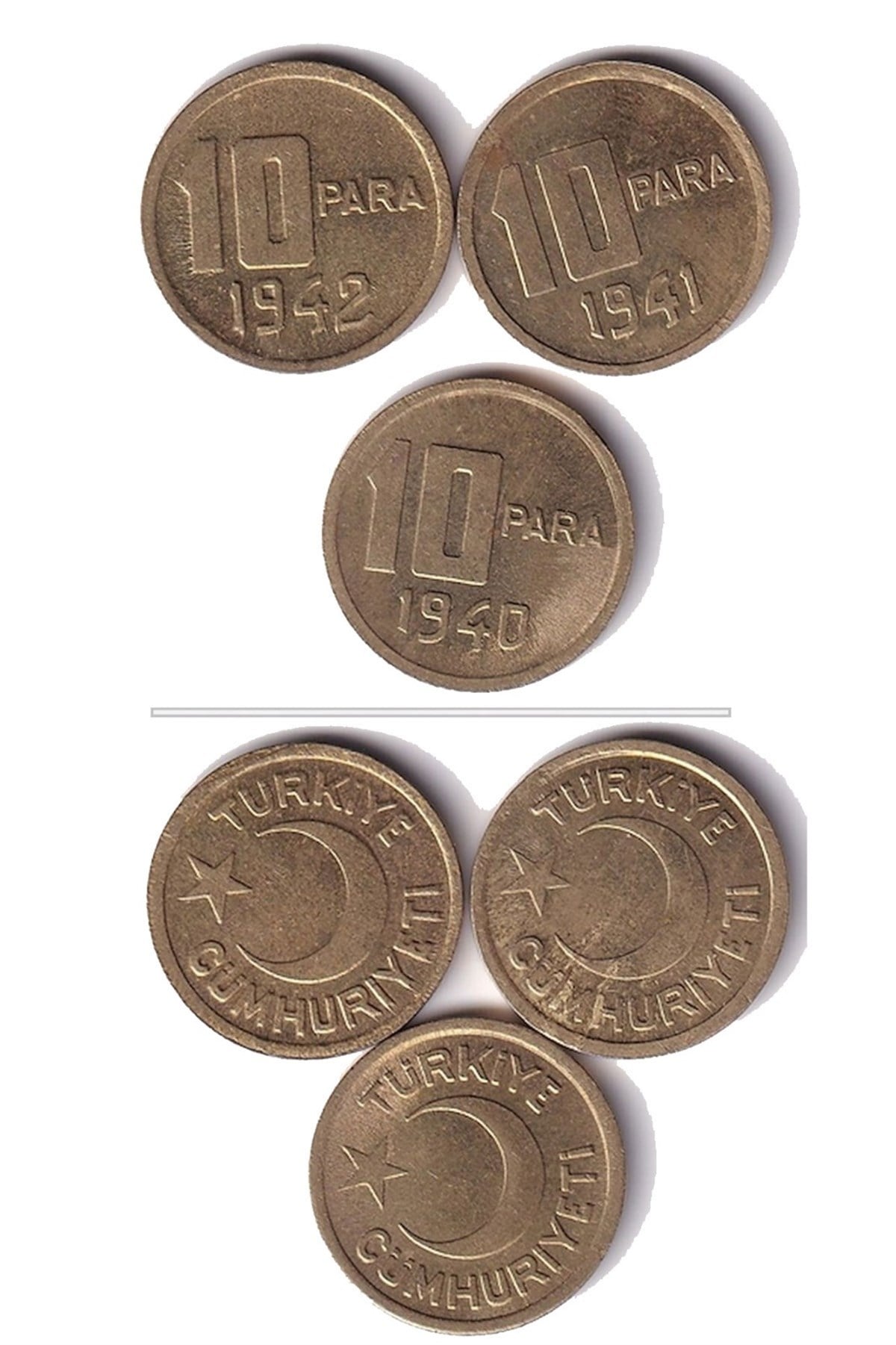 Eski Madeni Para Koleksiyonu 10 Para (1940-41-42) Seti