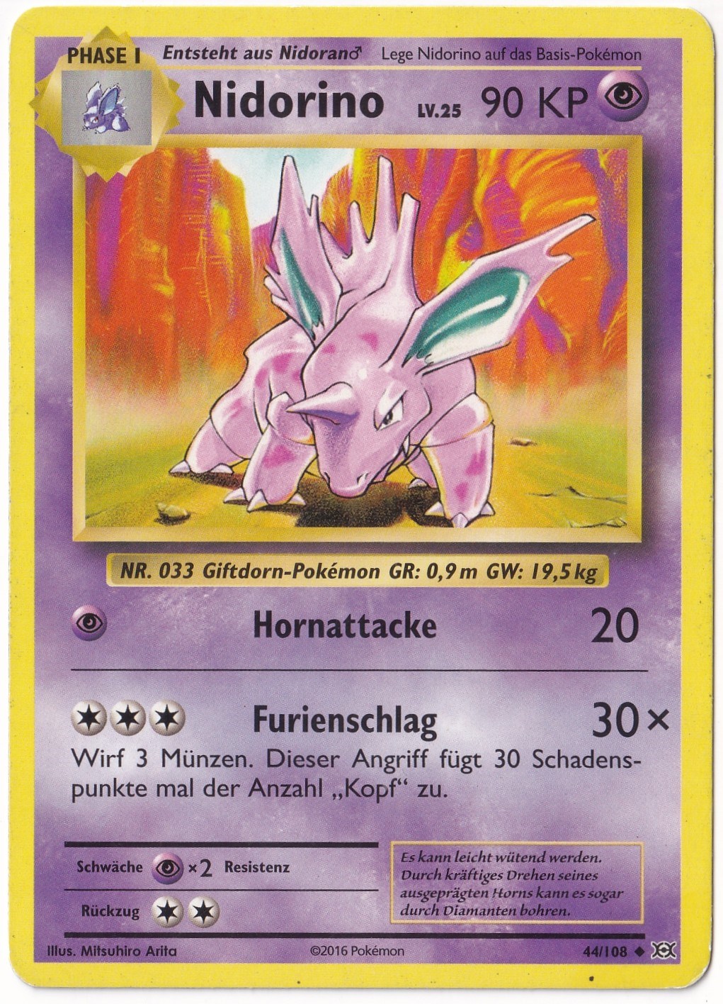 EvolutionsNidorino #44 - Pokemon Almanca Evolutions - Pokemon Kartı (NM- Near Mint)