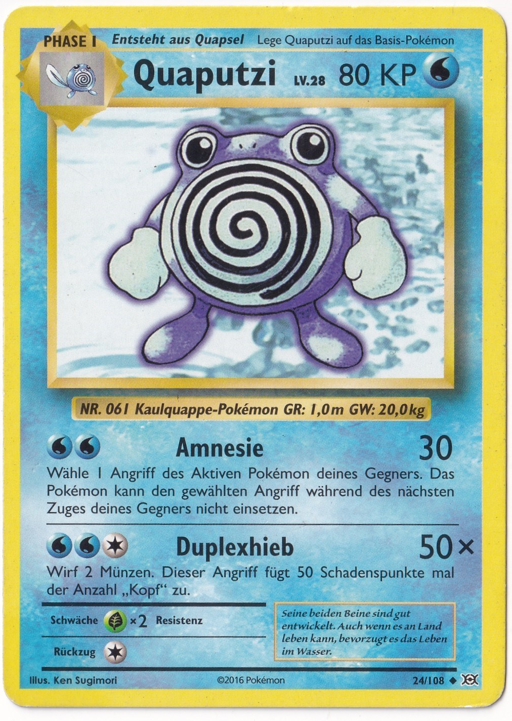 EvolutionsPoliwhirl #24 (Quaputzi) - Pokemon Almanca Evolutions - Pokemon Kartı (NM- Near Mint)