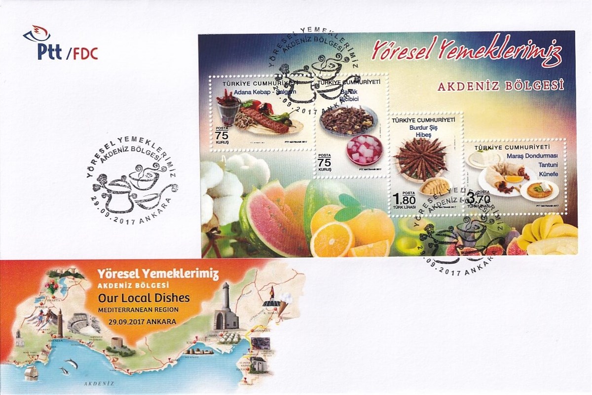 Philately ProductsYöresel Yemeklerimiz: Akdeniz Bölgesi Ankara 2017, İlk Gün Zarfı (FDC)