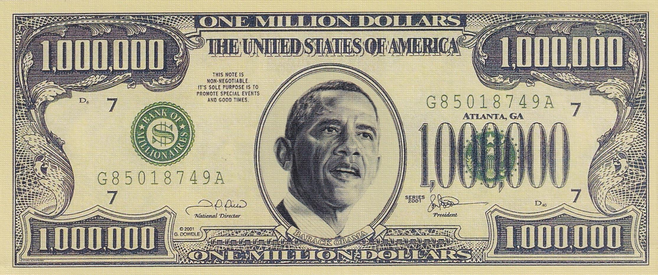 Commemorative BanknotesA.B.D. Barack Obama 1.000.000 USD (Bir Milyon Dolar) Fantezi Para