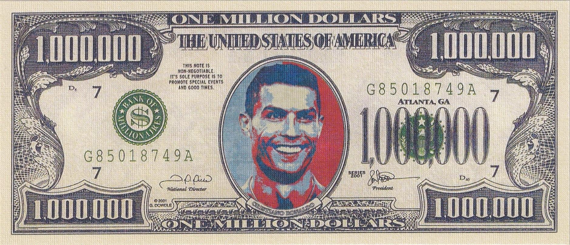 Commemorative BanknotesA.B.D. Cristiano Ronaldo 1.000.000 USD (Bir Milyon Dolar) Fantezi Para