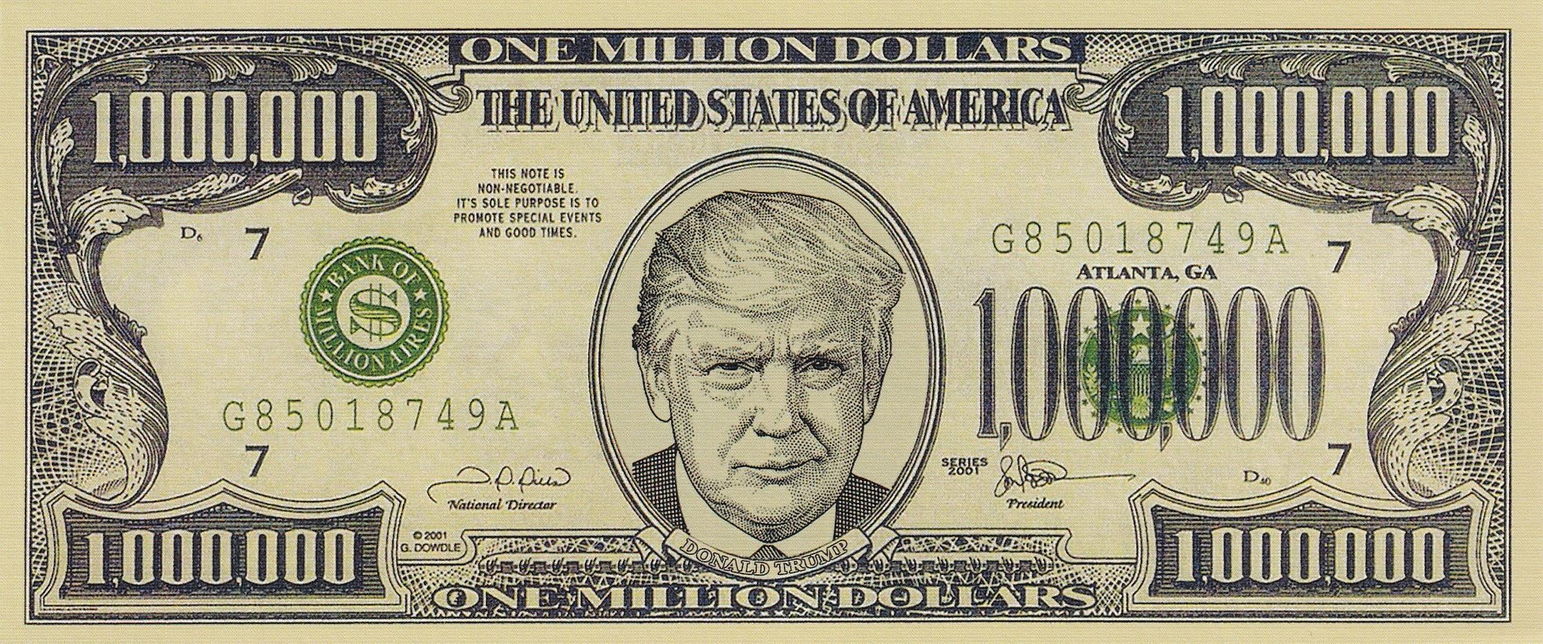 Commemorative BanknotesA.B.D. Donald Trump 1.000.000 USD (Bir Milyon Dolar) Fantezi Para
