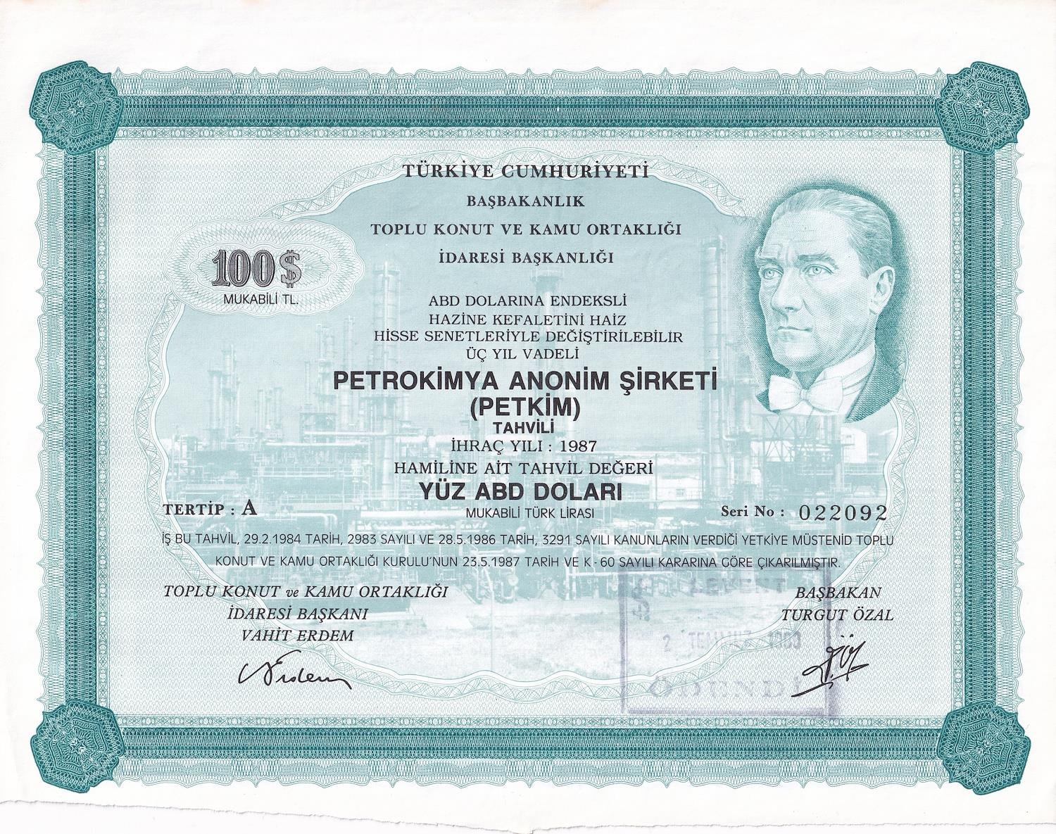 Hisse SenediPetrokimya Anonim Şirketi (PETKİM) Tahvili