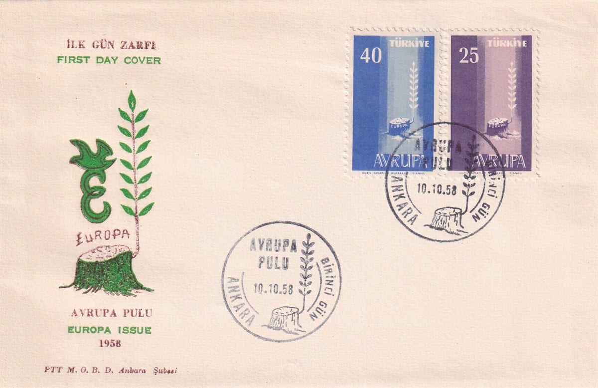 İlk Gün Zarfı (FDC)Europa Avrupa Pulu (1958) İlk Gün Zarfı (FDC)