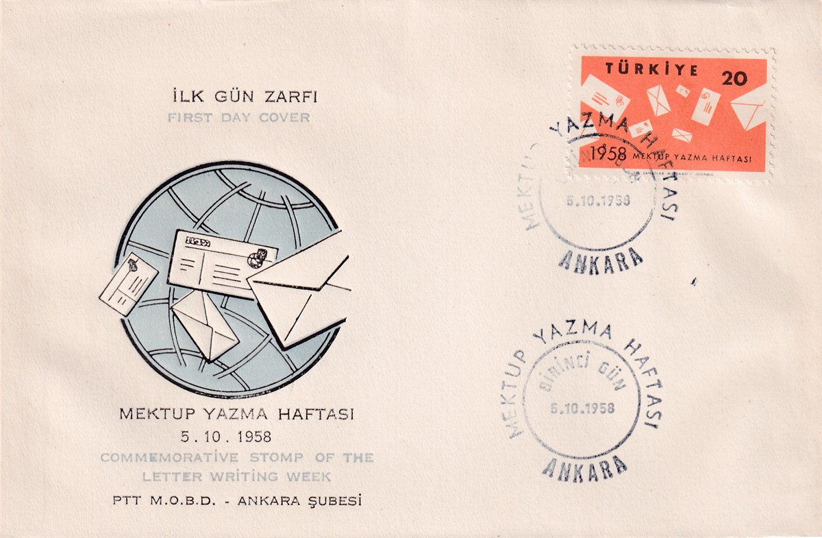 İlk Gün Zarfı (FDC)Mektup Yazma Haftası (1958) İlk Gün Zarfı (FDC)