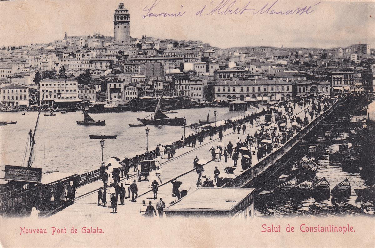 PostcardGalata Köprüsü (Constantinople, Nouveau Pont de Galata) Kartpostalı
