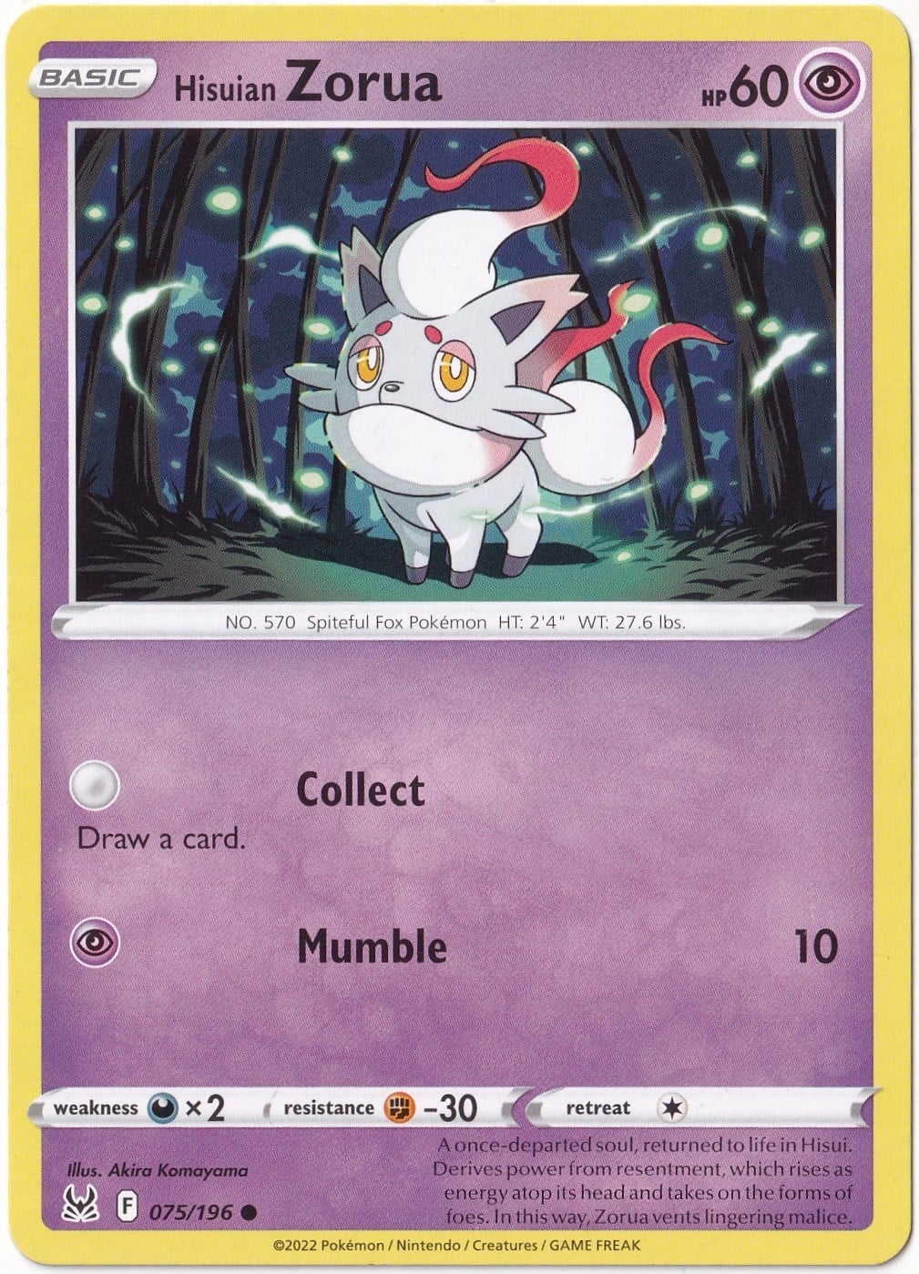 Lost OriginHisuian Zorua #75  - Pokemon Lost Origin - Pokemon Kartı (Mint)