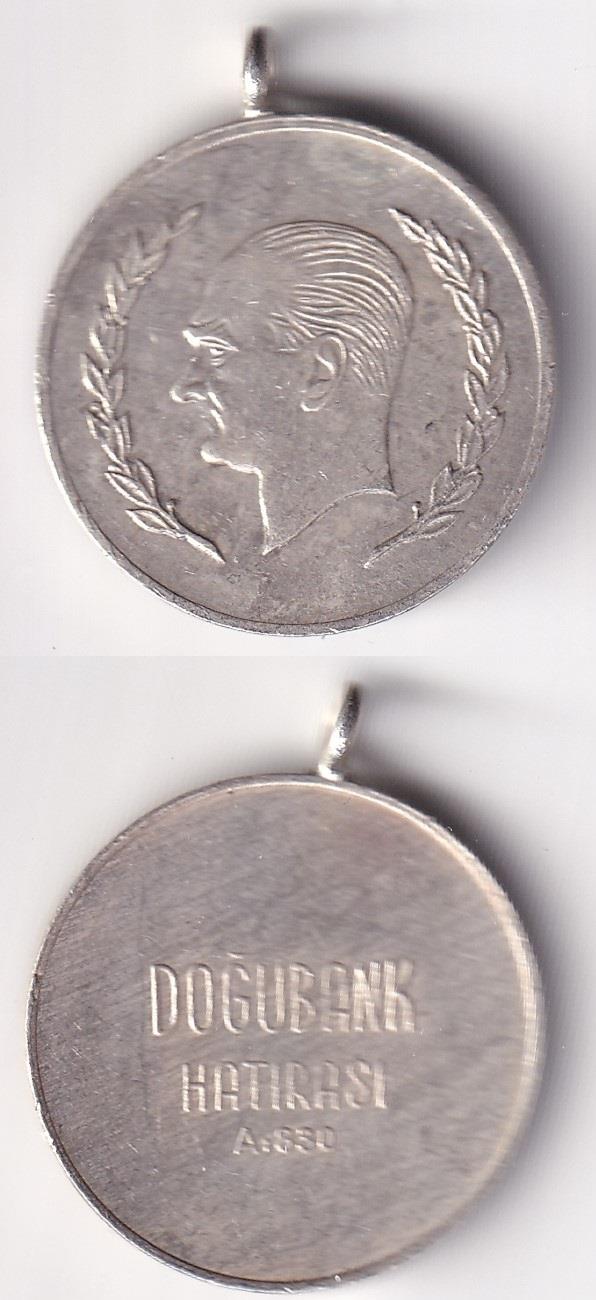 Medals and MedallionsMustafa Kemal Atatürk - Doğubank Açılış Hatırası Gümüş Madalyon