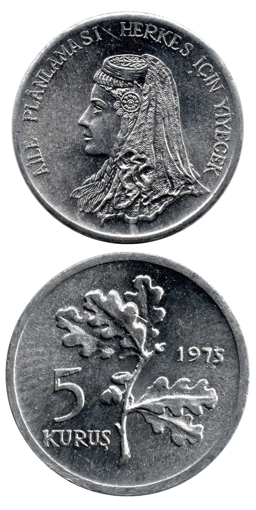 Coin Commemorative Coins5 Kuruş 1975 F.A.O. “Aile Planlaması” ÇİL Hatıra Para
