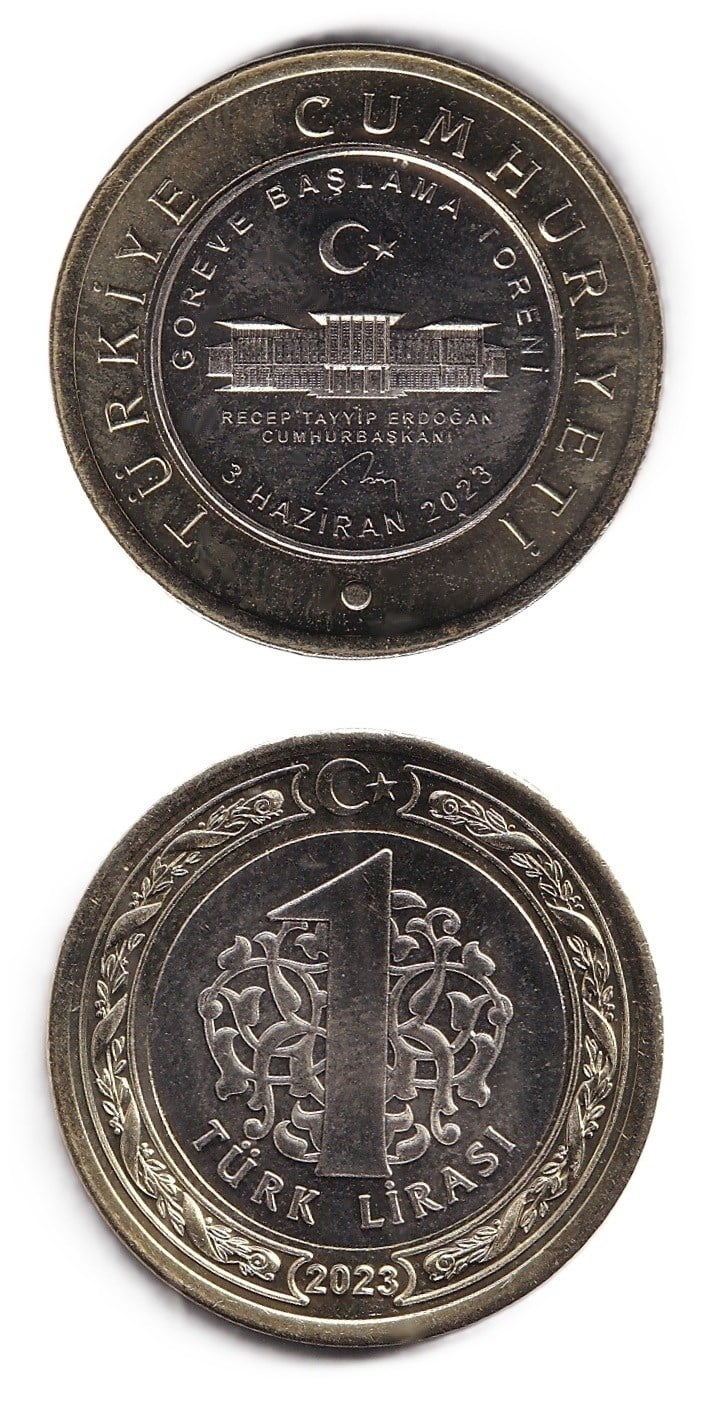 Coin Commemorative CoinsGöreve Başlama Töreni, 1 TL 2023, ÇİL Tedavül Hatıra Parası