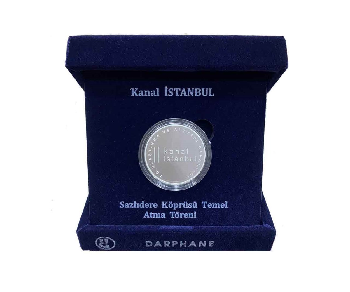 Madeni Hatıra ParalarKanal İstanbul Hatıra Parası / 925 Ayar Gümüş - Kutulu