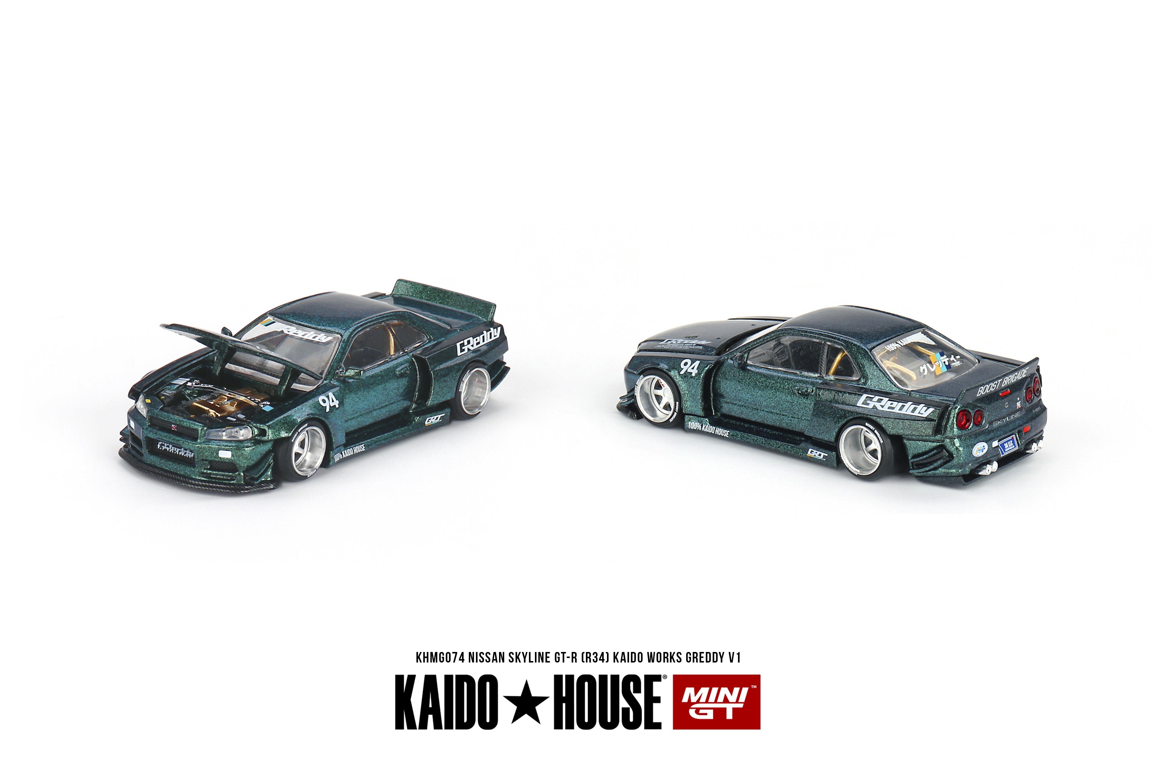 Mini GT - Nissan Skyline GT-R (R34) Kaido Works GReddy V1 1/64