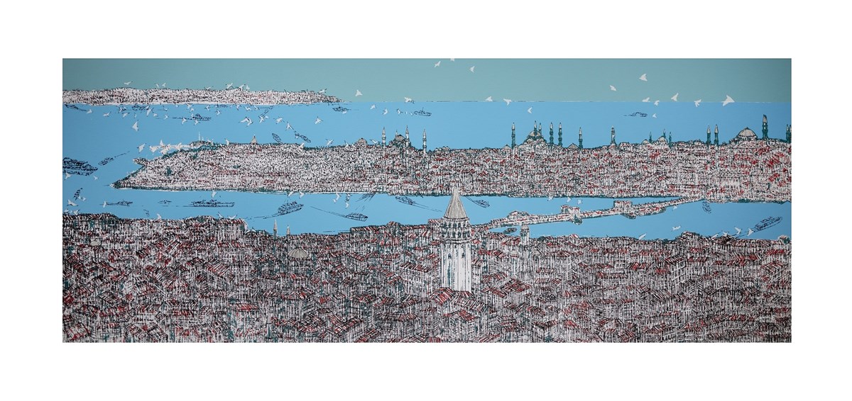 Özgün Baskı TabloDevrim Erbil - İstanbul, Galata'nın Kuşları 2020 (İmzalı Özgün Baskı)